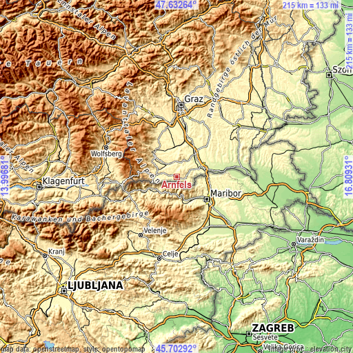 Topographic map of Arnfels