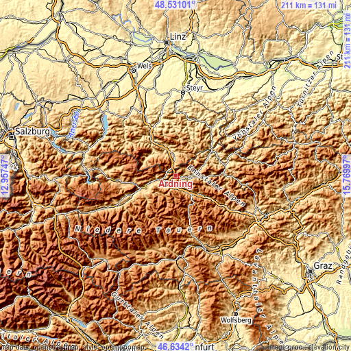 Topographic map of Ardning