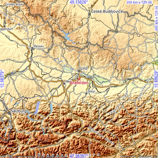 Topographic map of Ansfelden