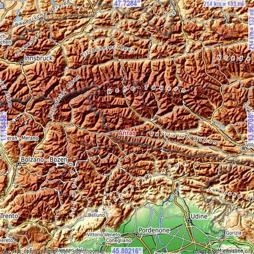 Topographic map of Anras