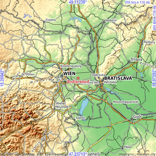 Topographic map of Andlersdorf