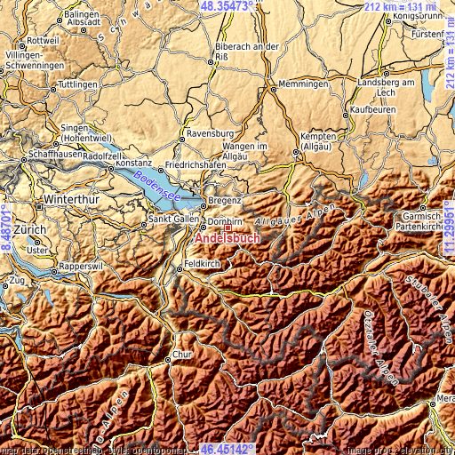 Topographic map of Andelsbuch