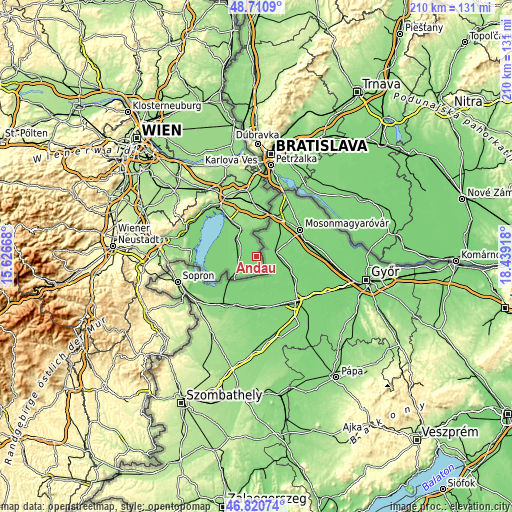 Topographic map of Andau