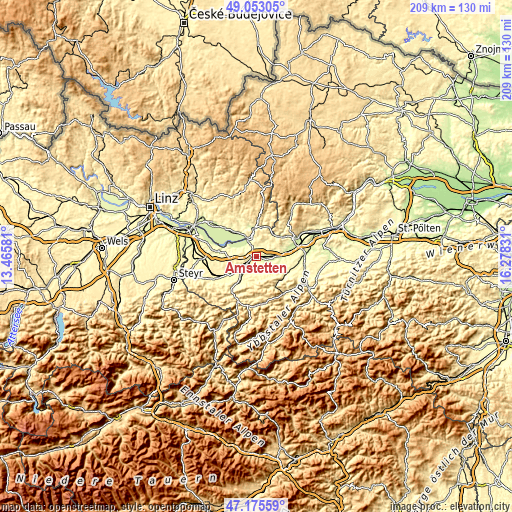 Topographic map of Amstetten
