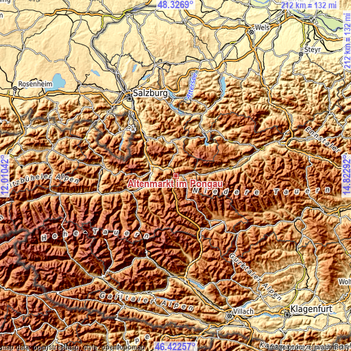 Topographic map of Altenmarkt im Pongau