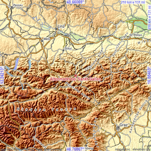 Topographic map of Altenmarkt bei Sankt Gallen