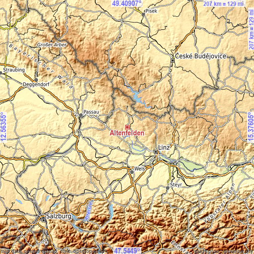 Topographic map of Altenfelden