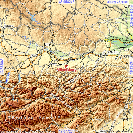 Topographic map of Allhartsberg