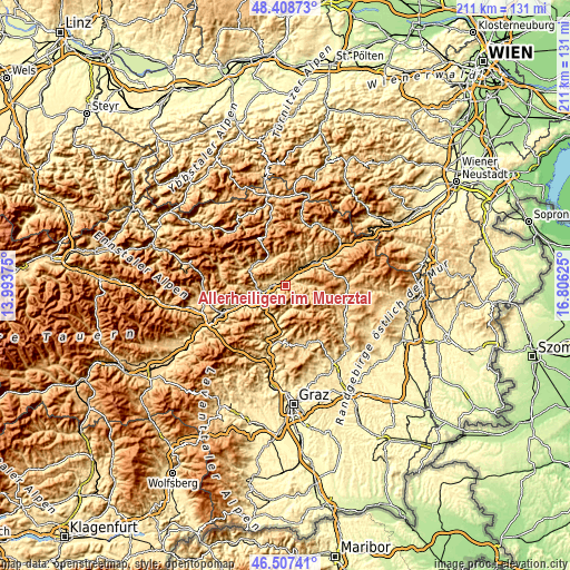 Topographic map of Allerheiligen im Mürztal