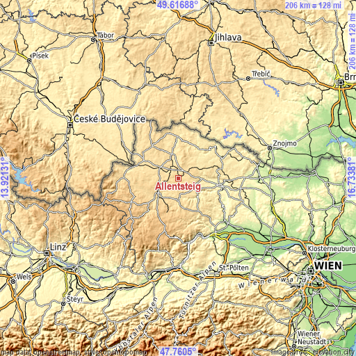 Topographic map of Allentsteig