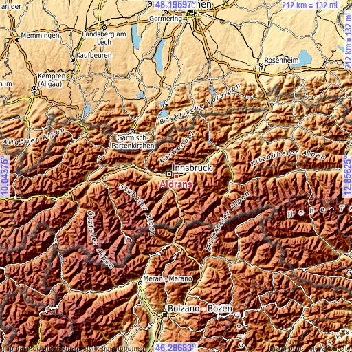 Topographic map of Aldrans