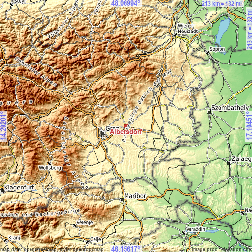 Topographic map of Albersdorf