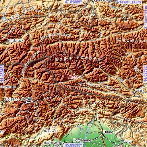 Topographic map of Ainet