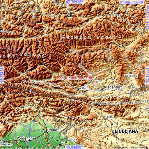 Topographic map of Bad Kleinkirchheim