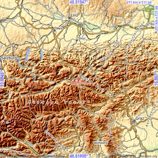 Topographic map of Admont