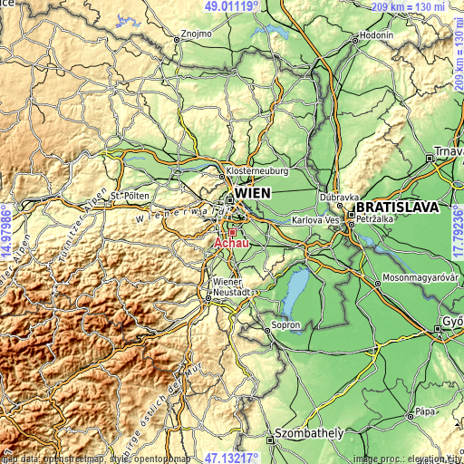 Topographic map of Achau