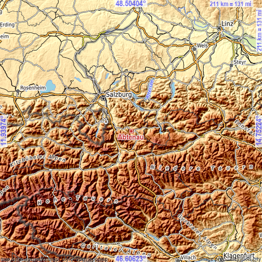 Topographic map of Abtenau