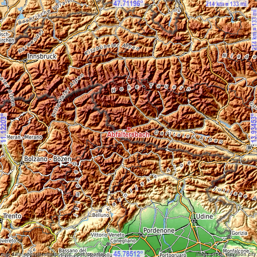 Topographic map of Abfaltersbach