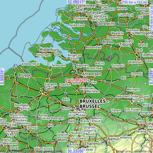 Topographic map of Zwijndrecht