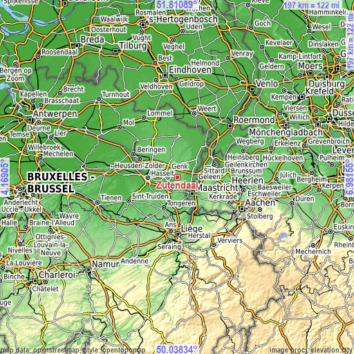 Topographic map of Zutendaal