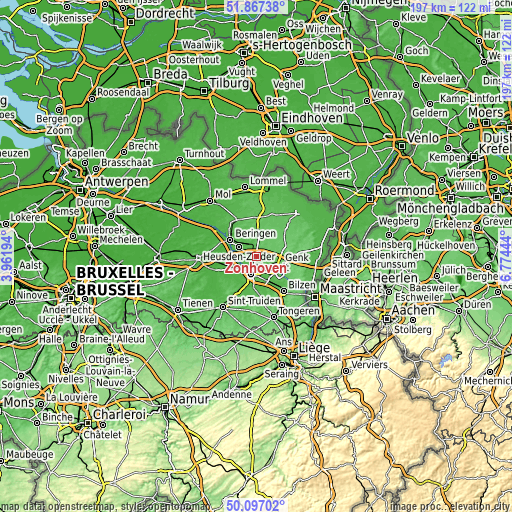 Topographic map of Zonhoven