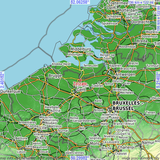 Topographic map of Zelzate