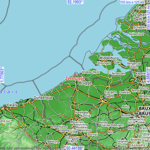 Topographic map of Zeebrugge