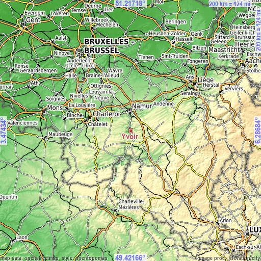 Topographic map of Yvoir