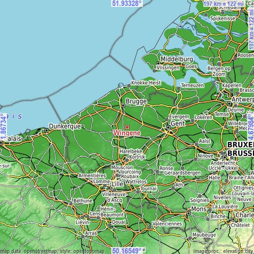 Topographic map of Wingene