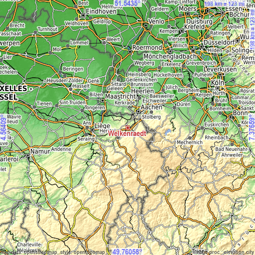 Topographic map of Welkenraedt