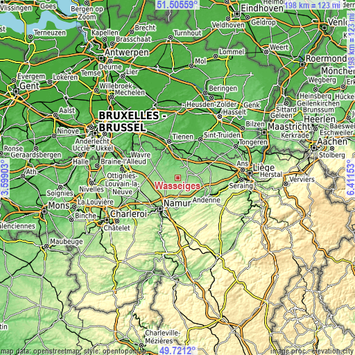 Topographic map of Wasseiges