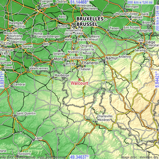 Topographic map of Walcourt