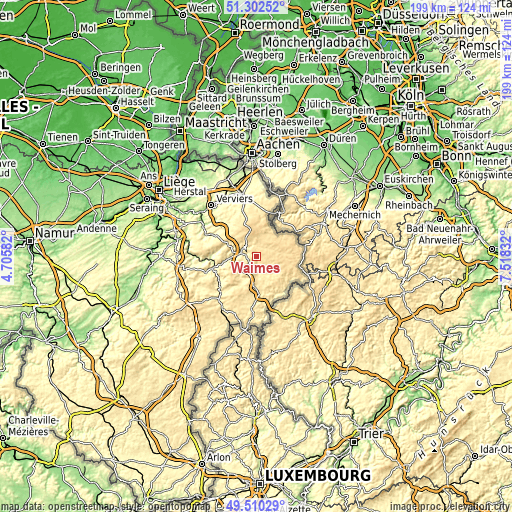 Topographic map of Waimes