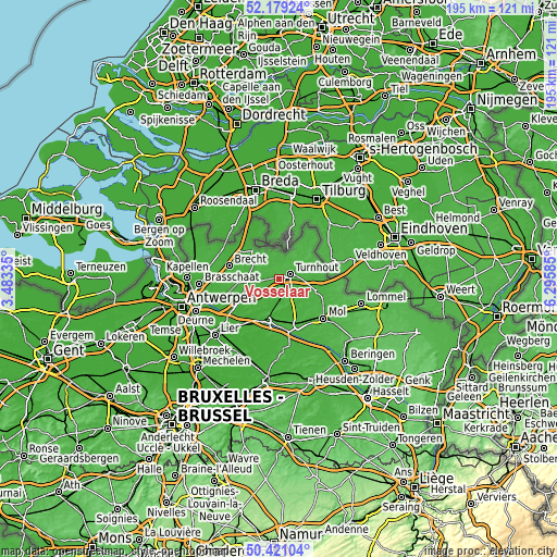 Topographic map of Vosselaar