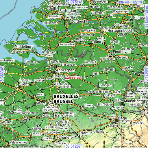 Topographic map of Vorselaar