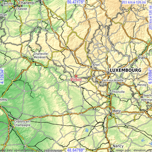 Topographic map of Virton