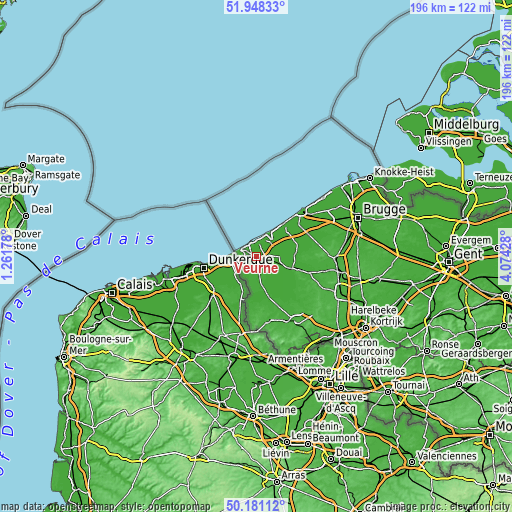 Topographic map of Veurne