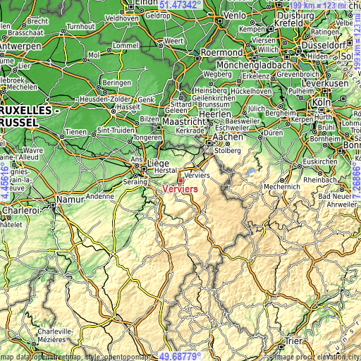 Topographic map of Verviers