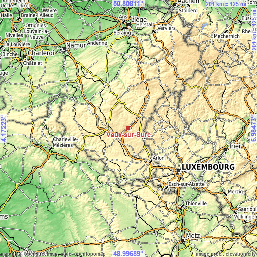 Topographic map of Vaux-sur-Sûre