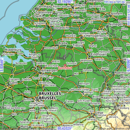 Topographic map of Turnhout