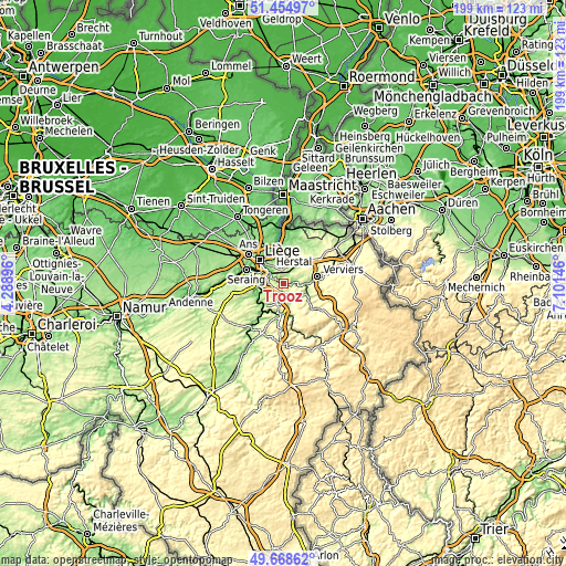 Topographic map of Trooz