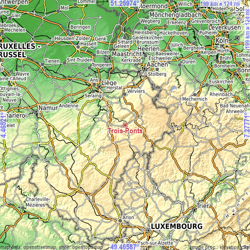 Topographic map of Trois-Ponts