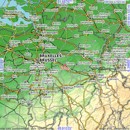 Topographic map of Tienen
