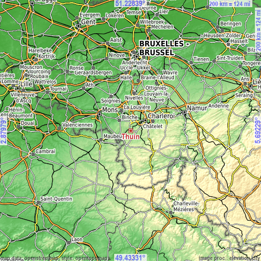 Topographic map of Thuin