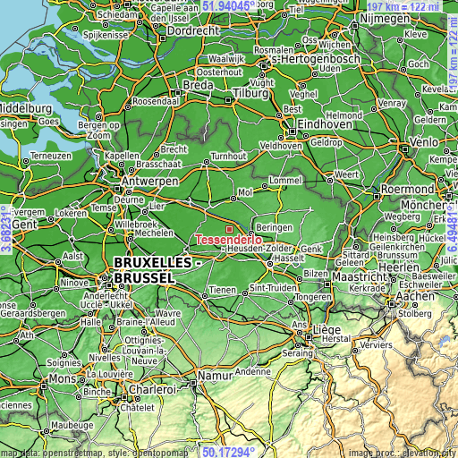 Topographic map of Tessenderlo