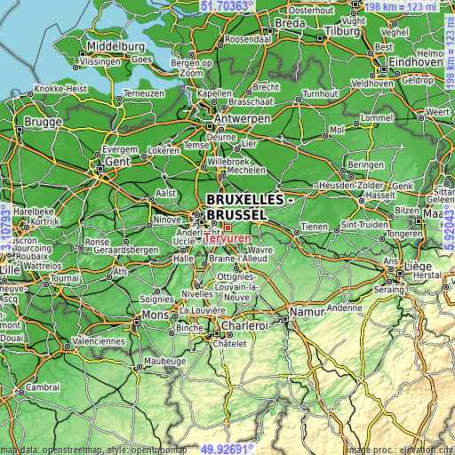 Topographic map of Tervuren