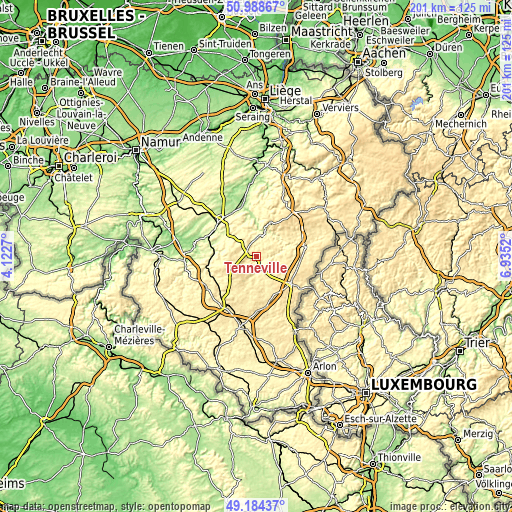 Topographic map of Tenneville