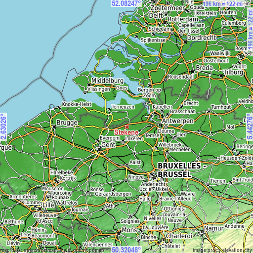 Topographic map of Stekene