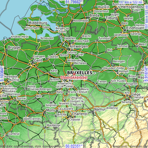 Topographic map of Steenokkerzeel