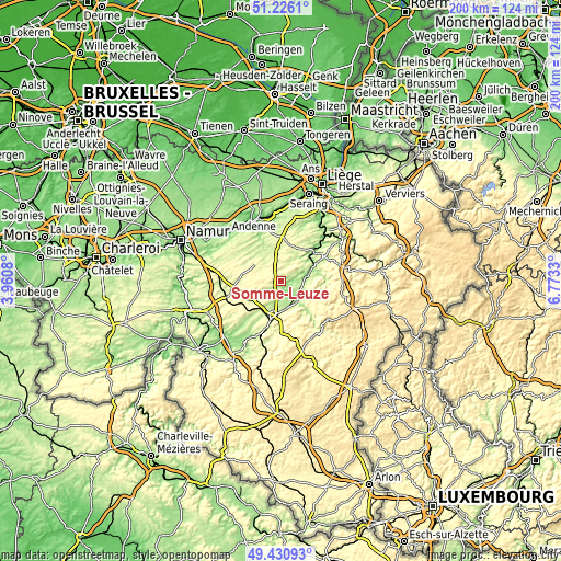 Topographic map of Somme-Leuze